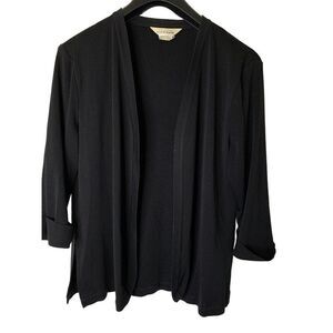 Exclusively Misook open front cardigan jacket black women’s size large